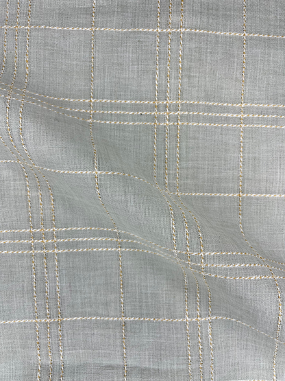 Men's Slim Fit Checkered Sea Green Linen Shirt