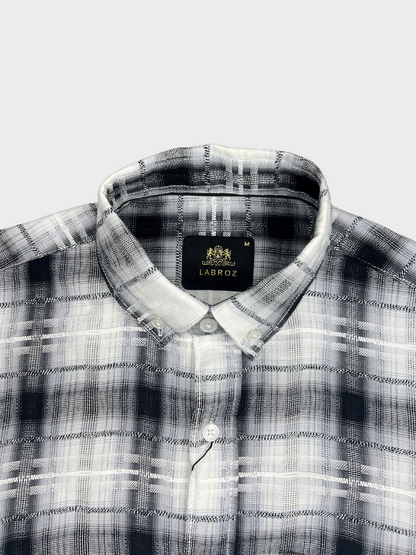 MEN'S SHANEEL EMBROIDERED BLACK CHECK SLIM FIT SHIRT