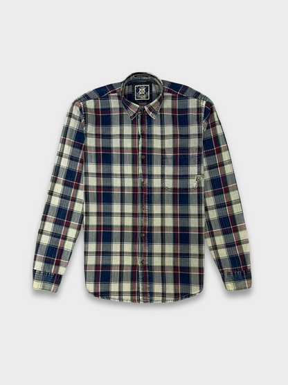 Men's Herringbone Indigo Check Shirt