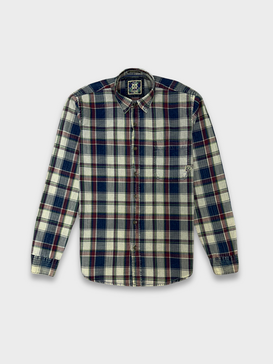 Men's Herringbone Indigo Check Shirt