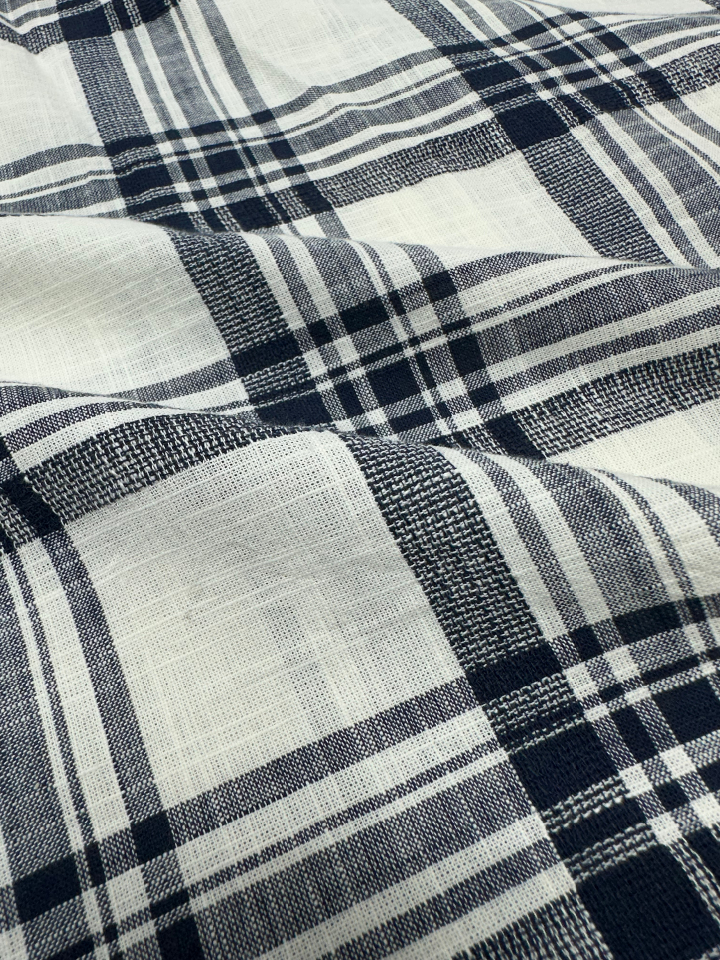 Men's White Dobby Blue Check Slim Fit Shirt