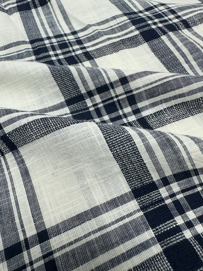 Men's White Dobby Blue Check Slim Fit Shirt