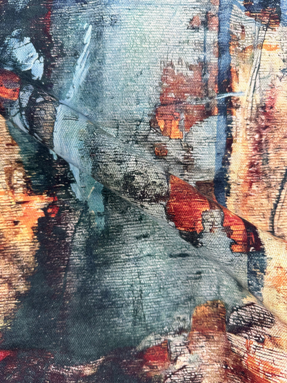 Men's Slim Fit Abstract Paint Natural Jute Shirt