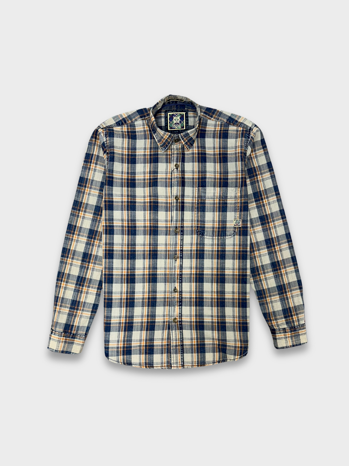 Men's Herringbone Indigo Check Shirt