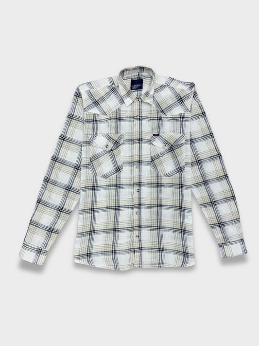 Men's Dobby Check Beige Slim Fit Shirt