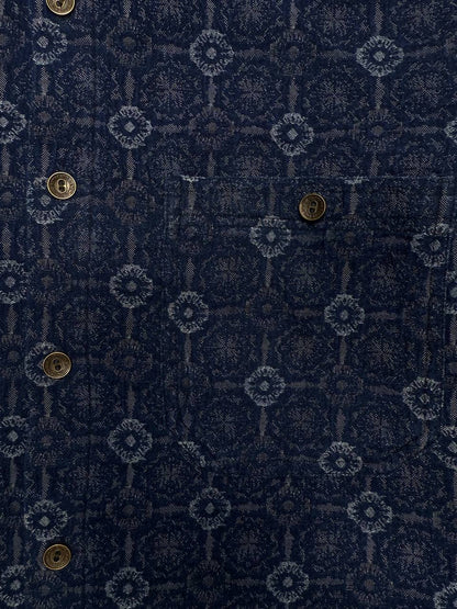 NAVY BLUE JACQUARD SLIM FIT DENIM SHIRT