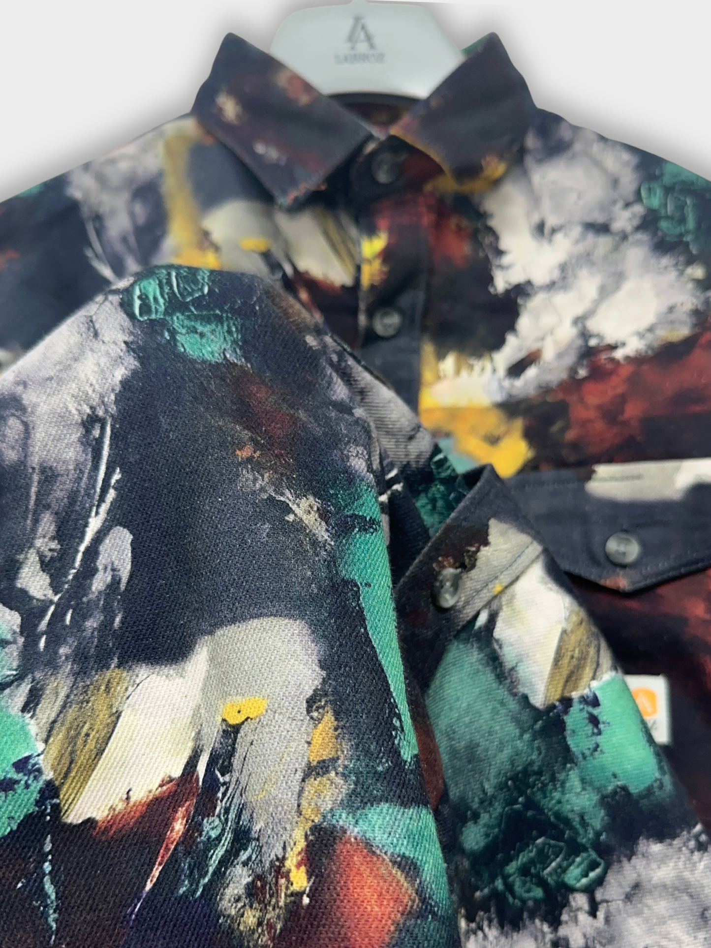 Men's Slim Fit Abstract Paint Natural Jute Shirt