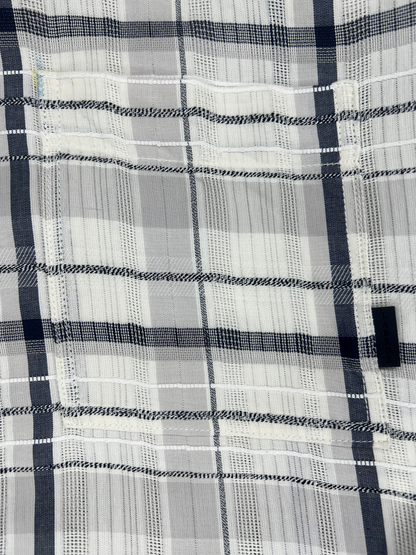 MEN'S SHANEEL EMBROIDERED NAVY BLUE CHECK SLIM FIT SHIRT