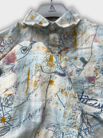 Men’s Fancy Dobby Multicolor Abstract Print Shirt
