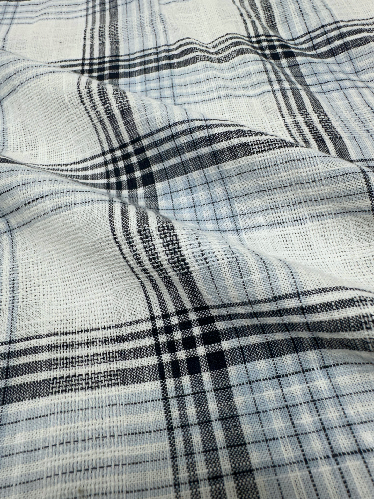 Men's Blue and White Dobby Check Slim Fit Shirt