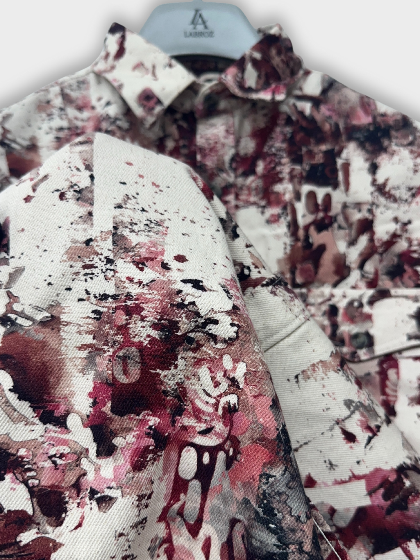 Men's Slim Fit Abstract Paint Natural Jute Shirt