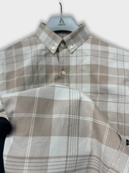 PEACH OXFORD  CHECKERED SLIM FIT SHIRT