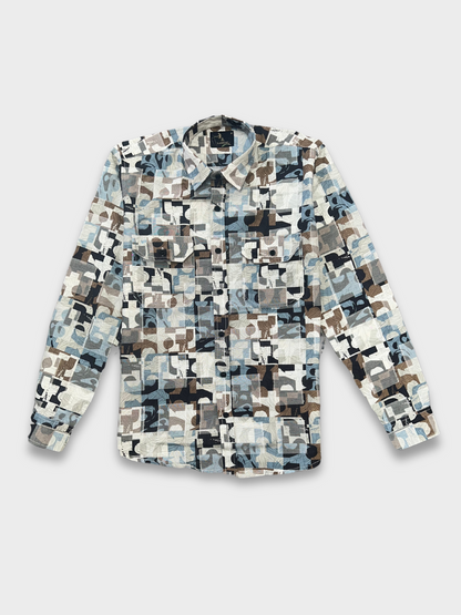 CUT WORK MULTICOLOR ABSTRACT SHIRT
