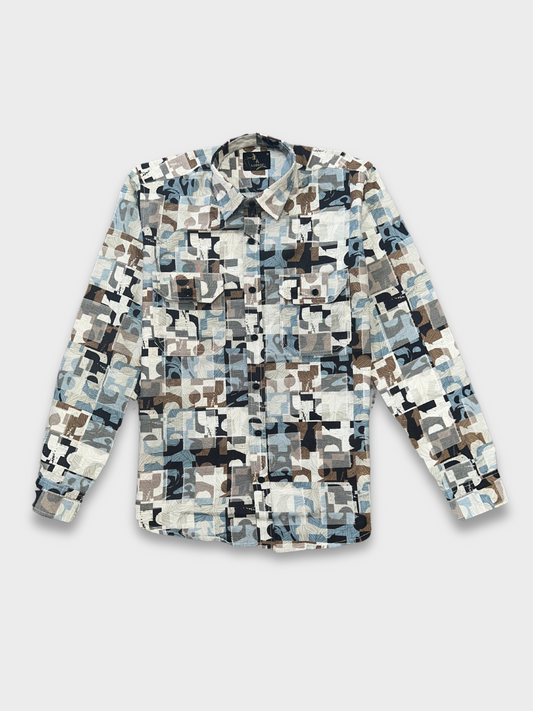 CUT WORK MULTICOLOR ABSTRACT SHIRT
