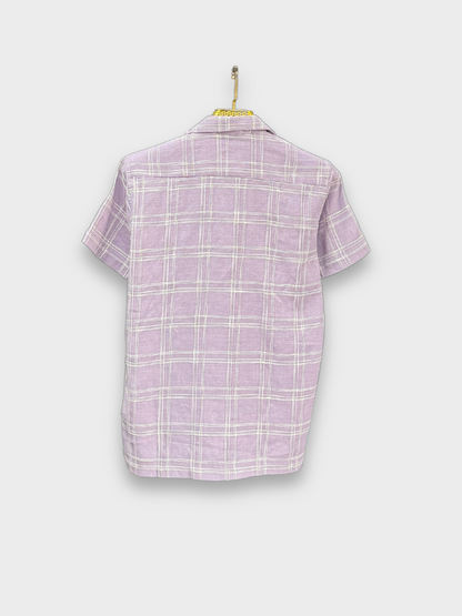 LAVENDER CHECKED TEXTURED HALF SLEEVES SHIRT