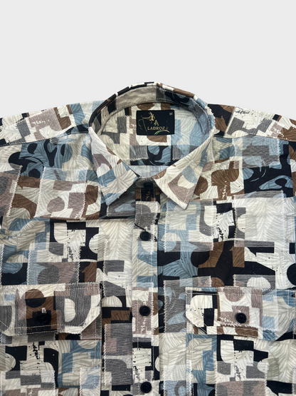 CUT WORK MULTICOLOR ABSTRACT SHIRT