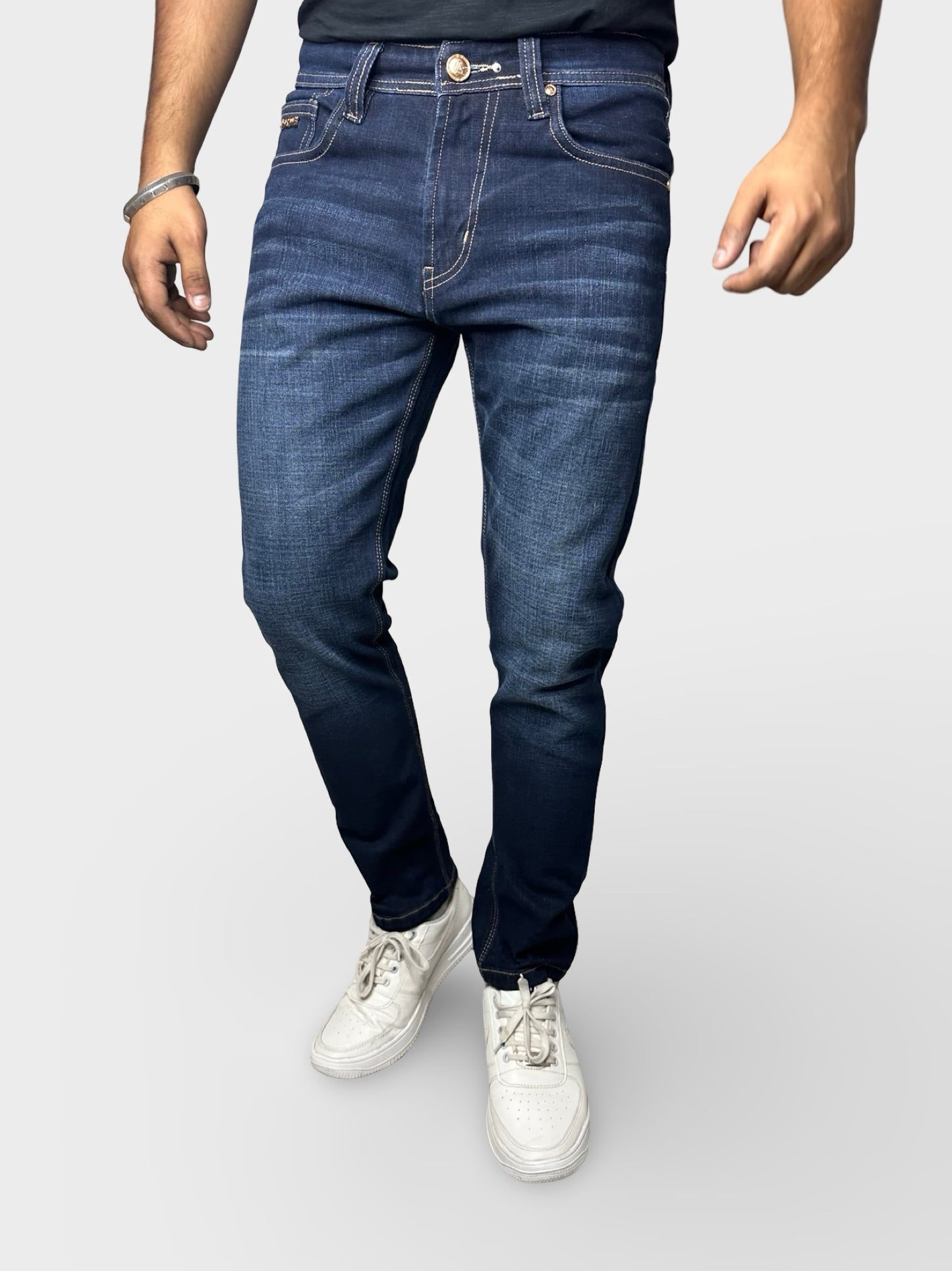 Men’s Navy Blue Ankle Fit Jeans