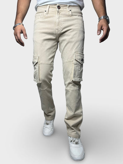 Men’s Beige 6-Pocket Comfort Fit Cargo