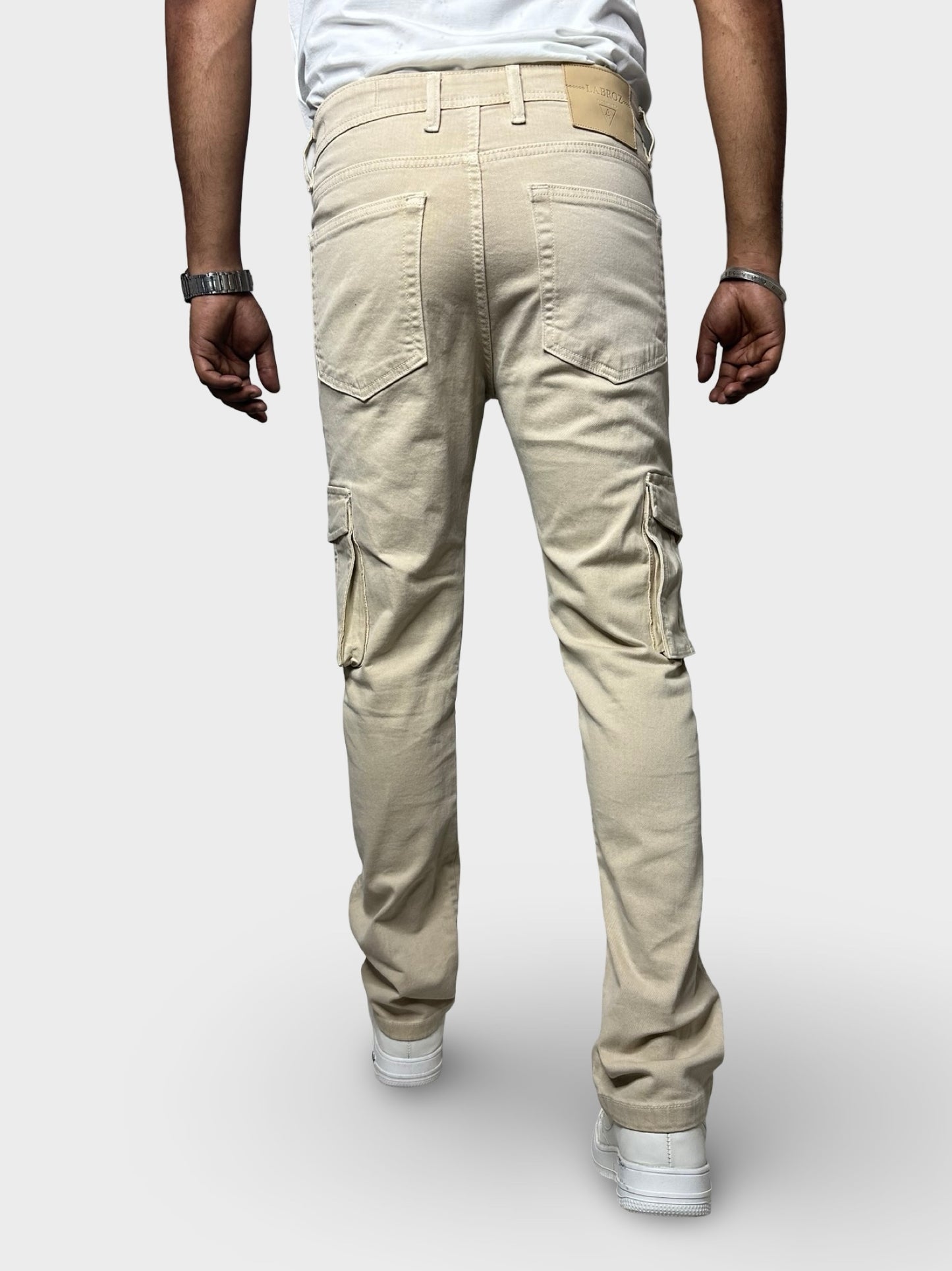 Men’s Beige 6-Pocket Comfort Fit Cargo