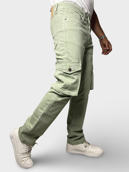 Men’s Sea Green 6-Pocket Comfort Fit Cargo