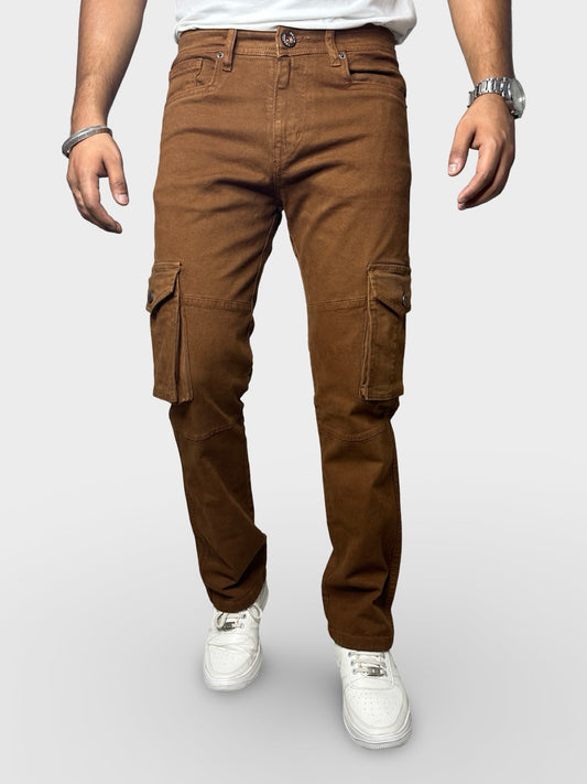 Men’s Brown 6-Pocket Comfort Fit Cargo
