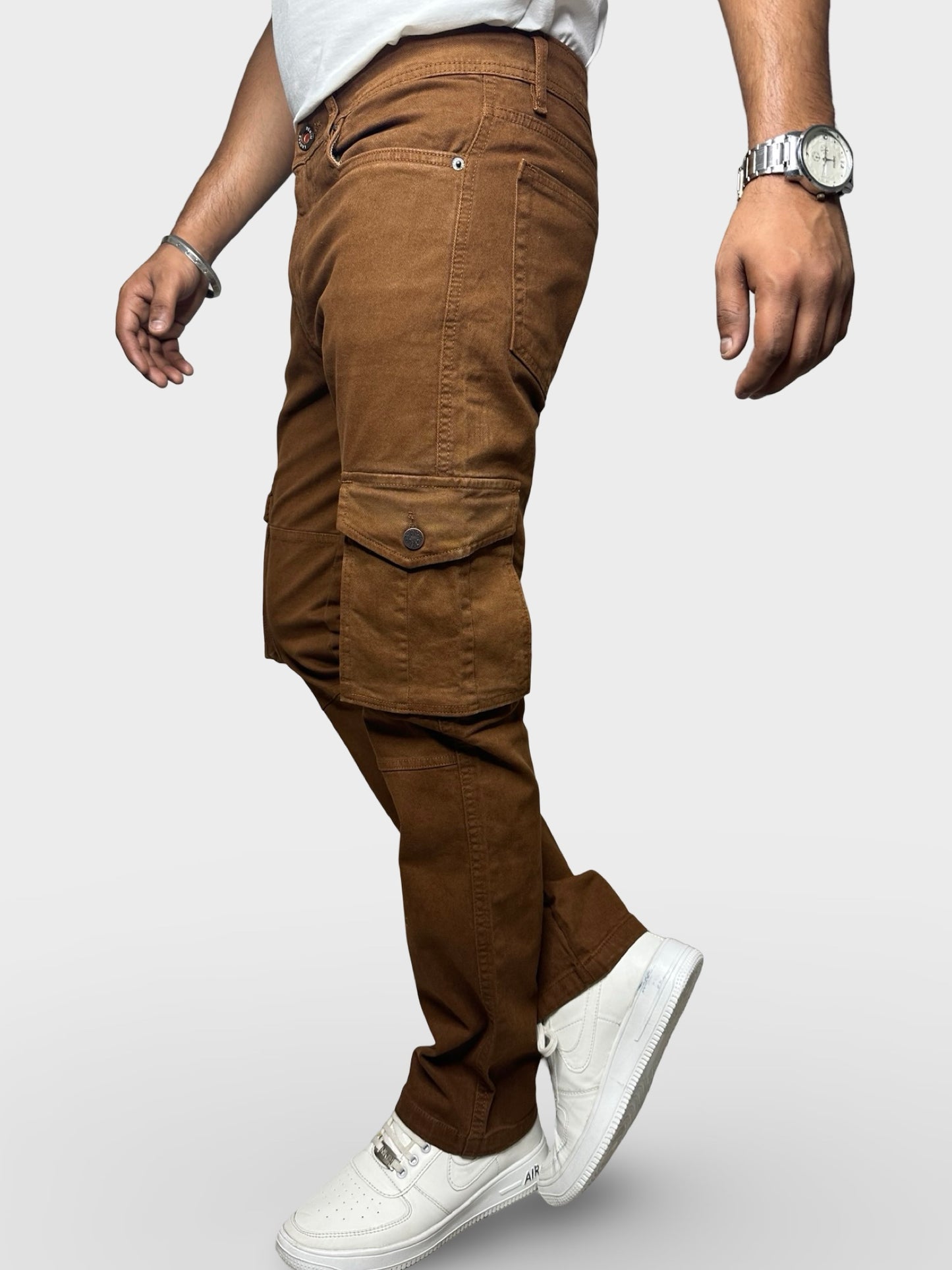 Men’s Brown 6-Pocket Comfort Fit Cargo