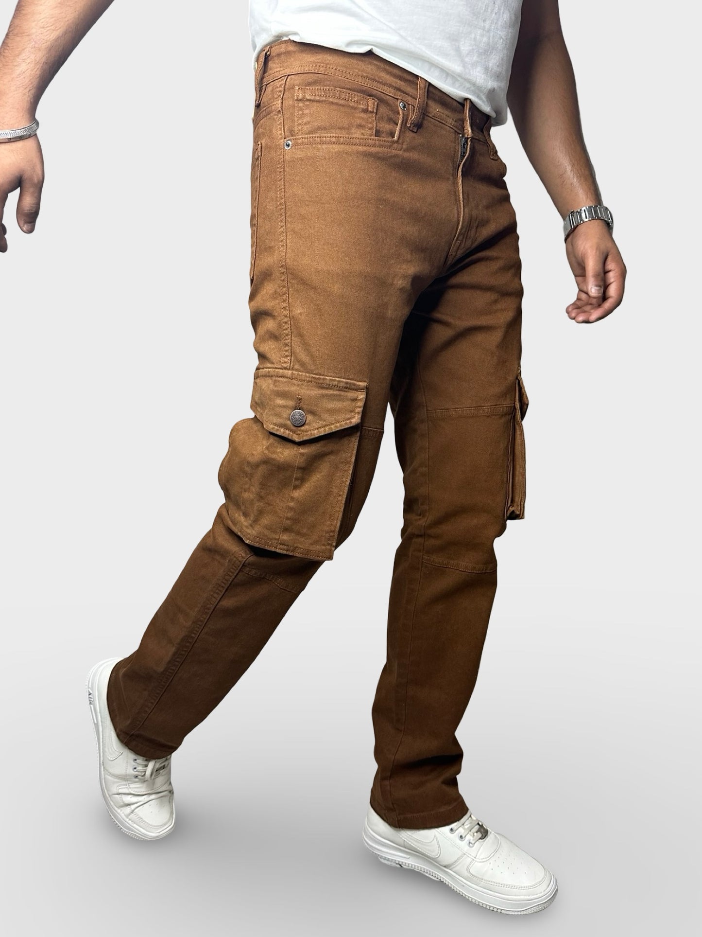 Men’s Brown 6-Pocket Comfort Fit Cargo