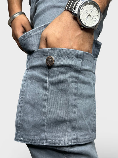 Men’s Grey 6-Pocket Comfort Fit Cargo