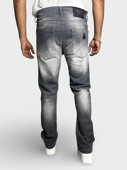 Men's Straight Fit Ice Grey Faded Jeans