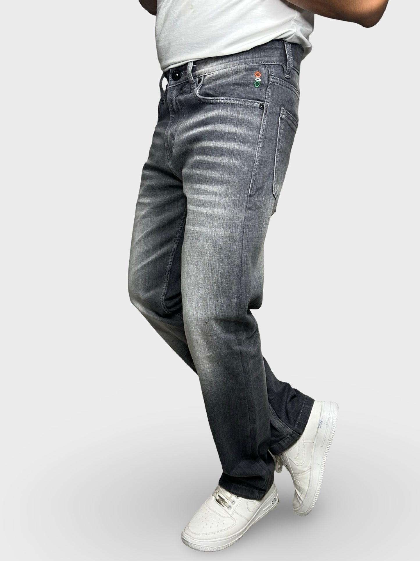 Men's Straight Fit Grey Faded Jeans