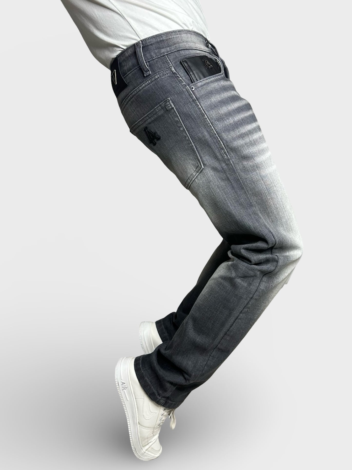 Men's Straight Fit Grey Faded Jeans
