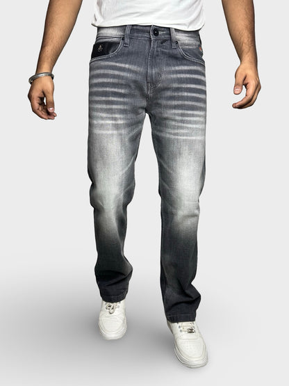 Men's Straight Fit Grey Faded Jeans