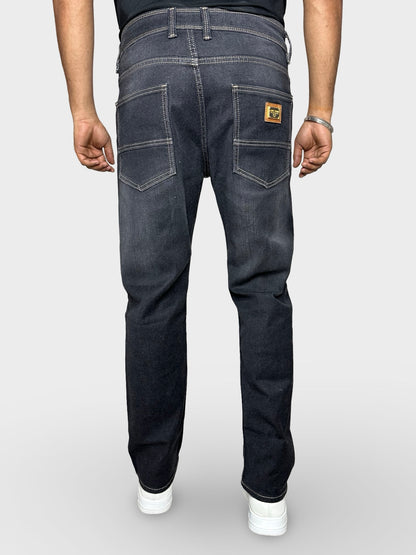 Men's Dark Black Comfort Fit Premium Finish Detailed Jeans