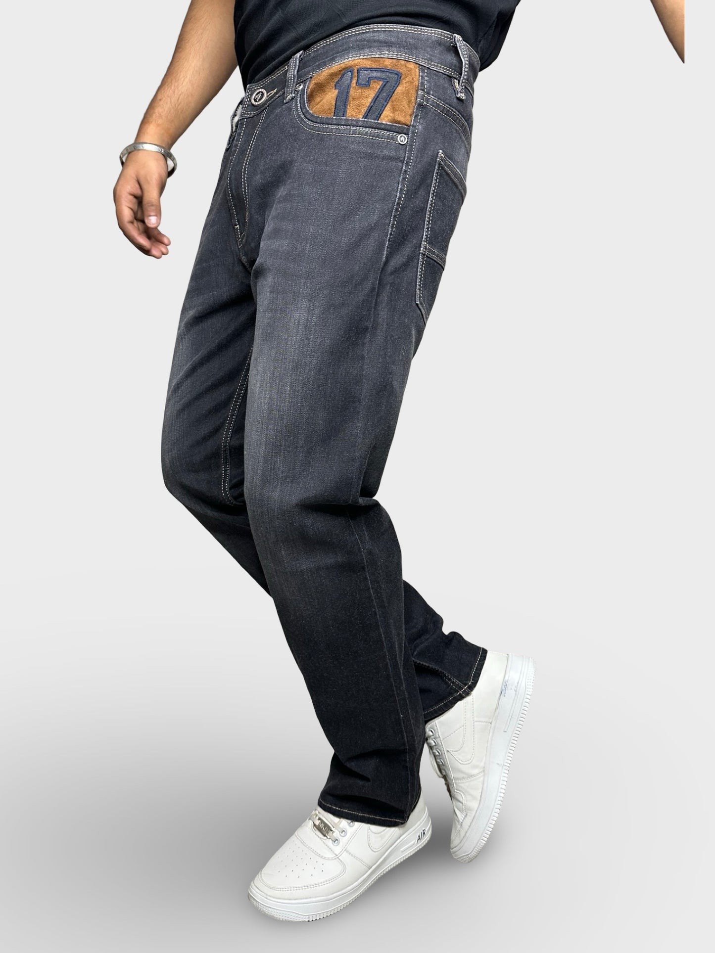 Men's Washed Black Comfort Fit Premium Finish Jeans