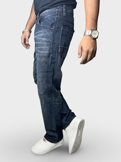 Men’s Straight Fit Jeans with Premium Finish and Faded Detailing