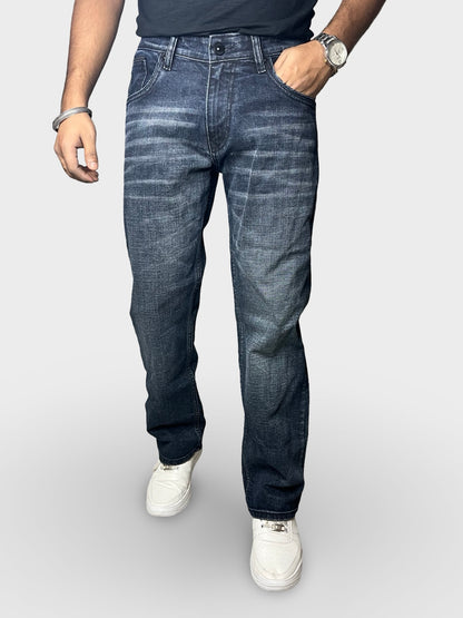 Men’s Straight Fit Jeans with Premium Finish and Faded Detailing