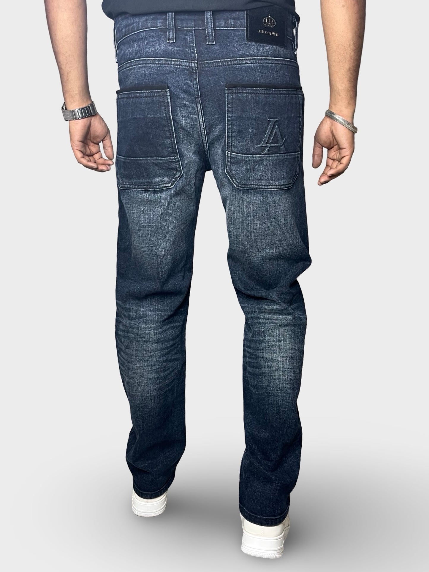 Men’s Straight Fit Jeans with Premium Finish and Faded Detailing