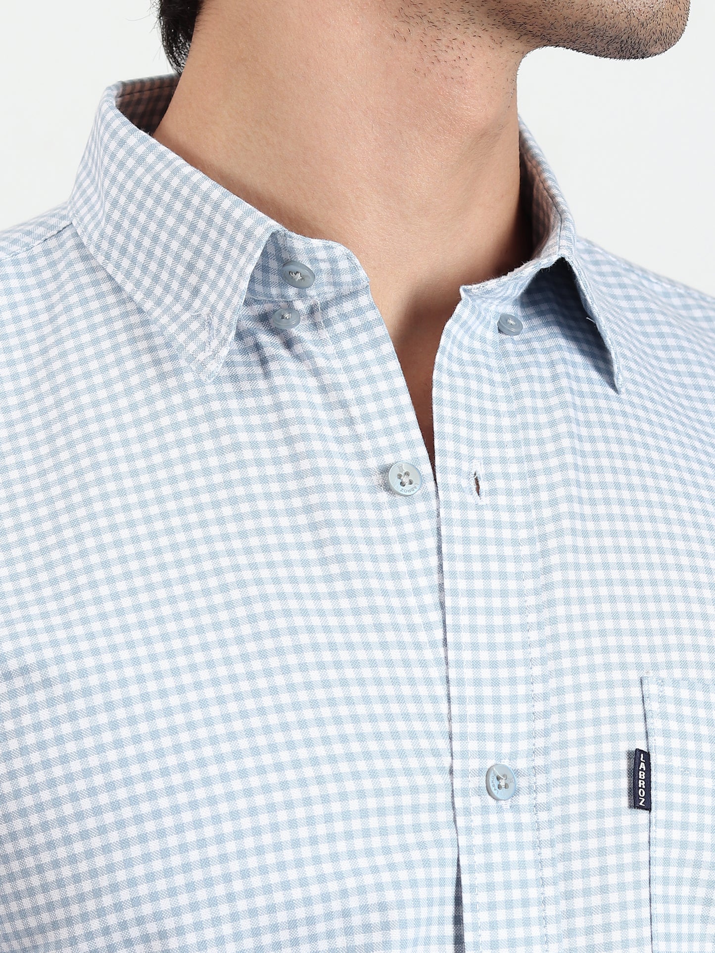 LIGHT BLUE CHECKERED SLIM FIT SHIRT