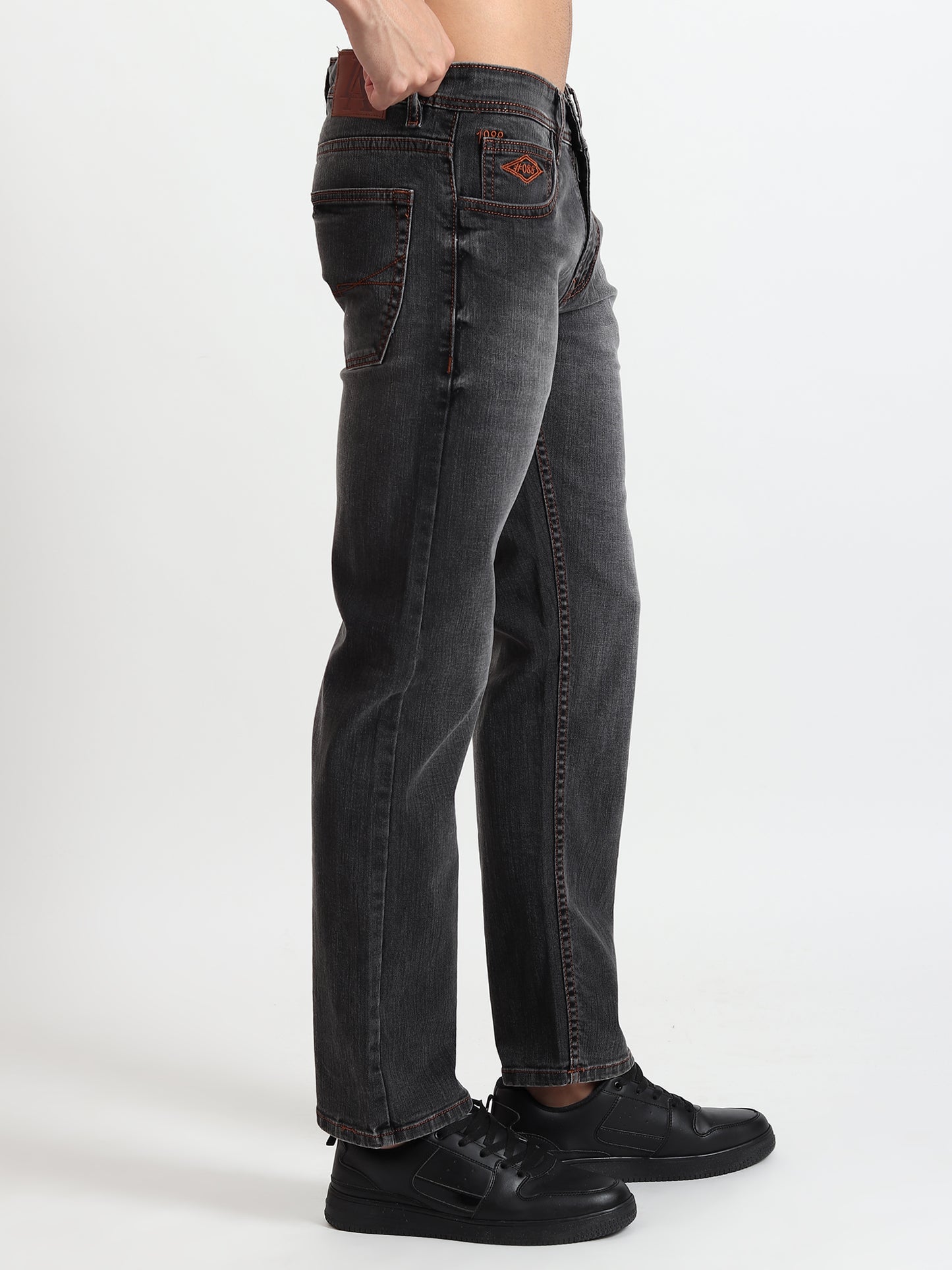 CHARCOAL GREY COMFORT FIT JEANS