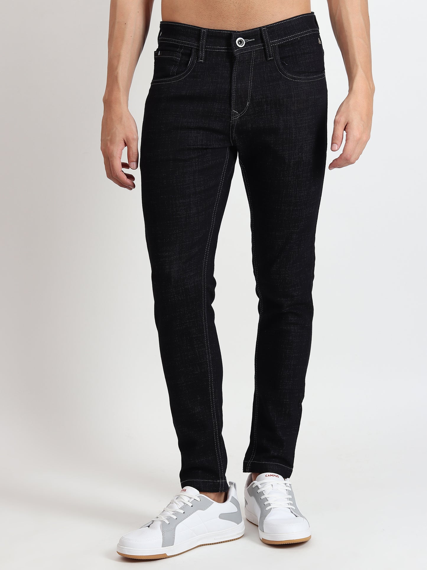 BLACK RAW WASH SKINNY FIT JEANS