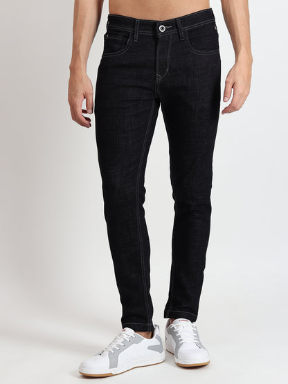 BLACK RAW WASH SKINNY FIT JEANS