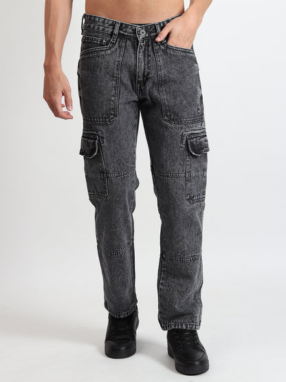 CHARCOAL GREY RELAXED FIT CARGO PANTS