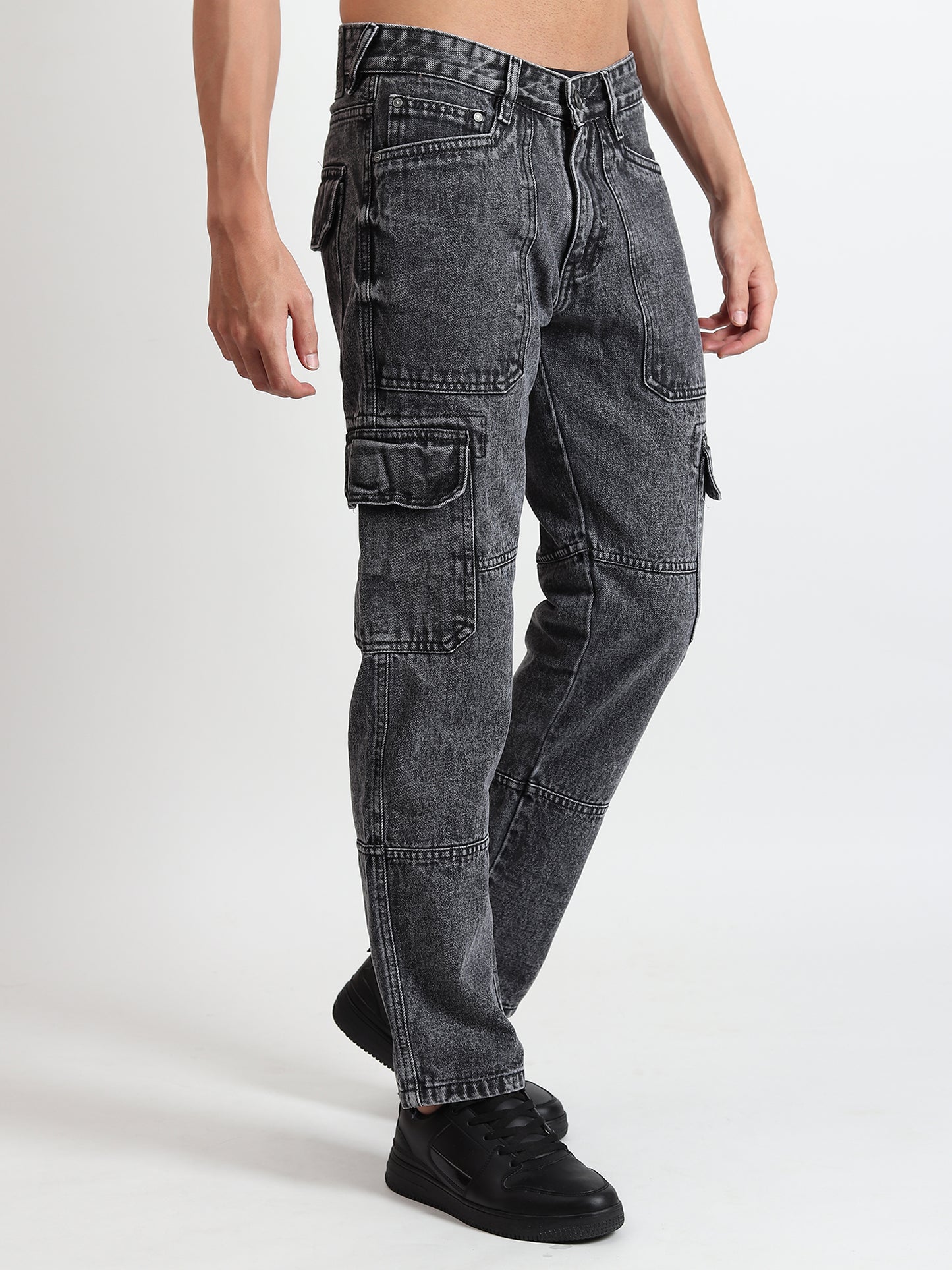 CHARCOAL GREY RELAXED FIT CARGO PANTS