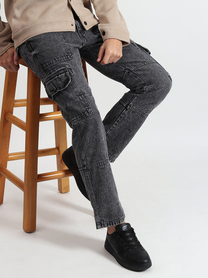 CHARCOAL GREY RELAXED FIT CARGO PANTS