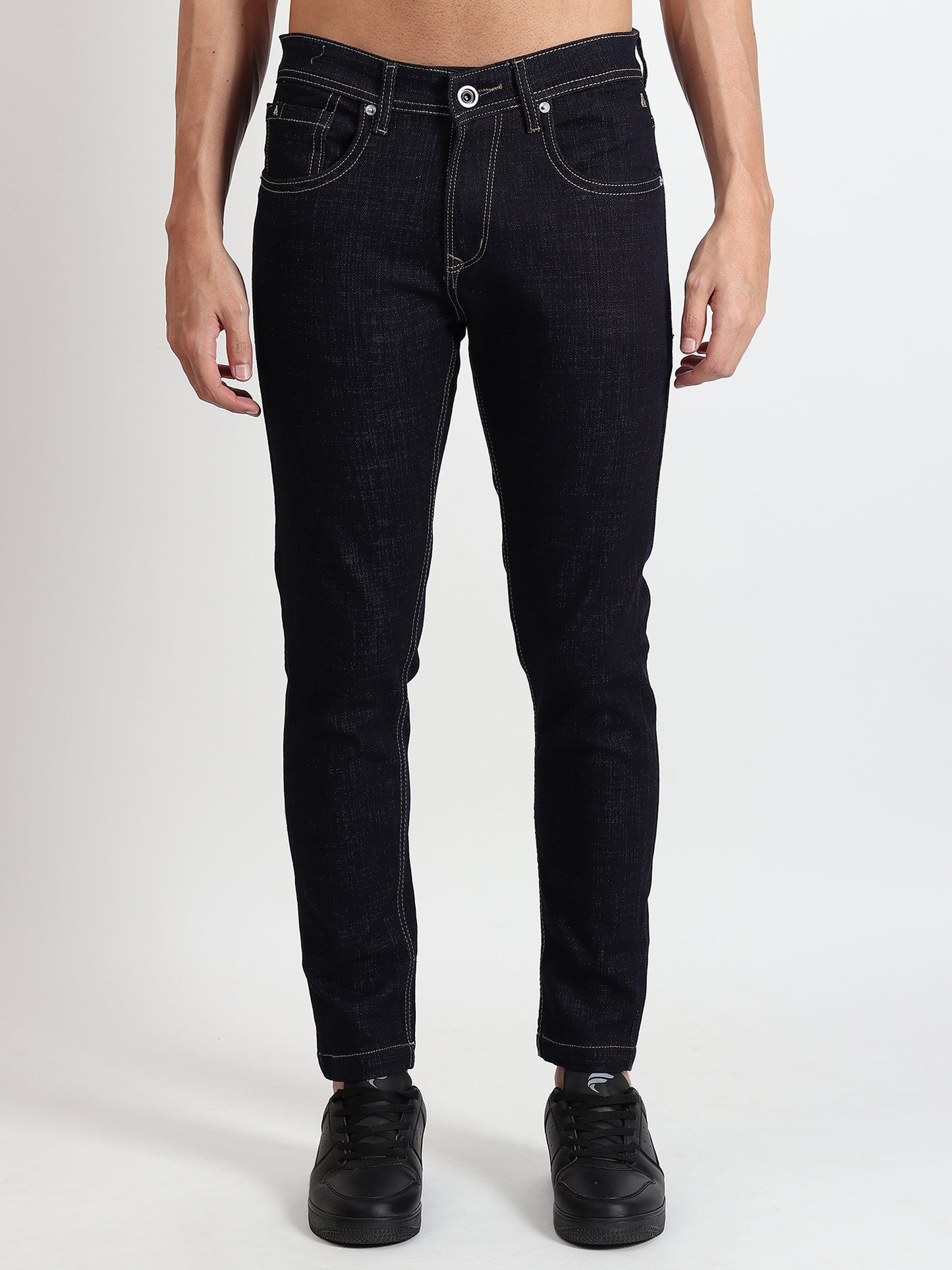 NAVY BLUE RAW WASH SKINNY FIT JEANS