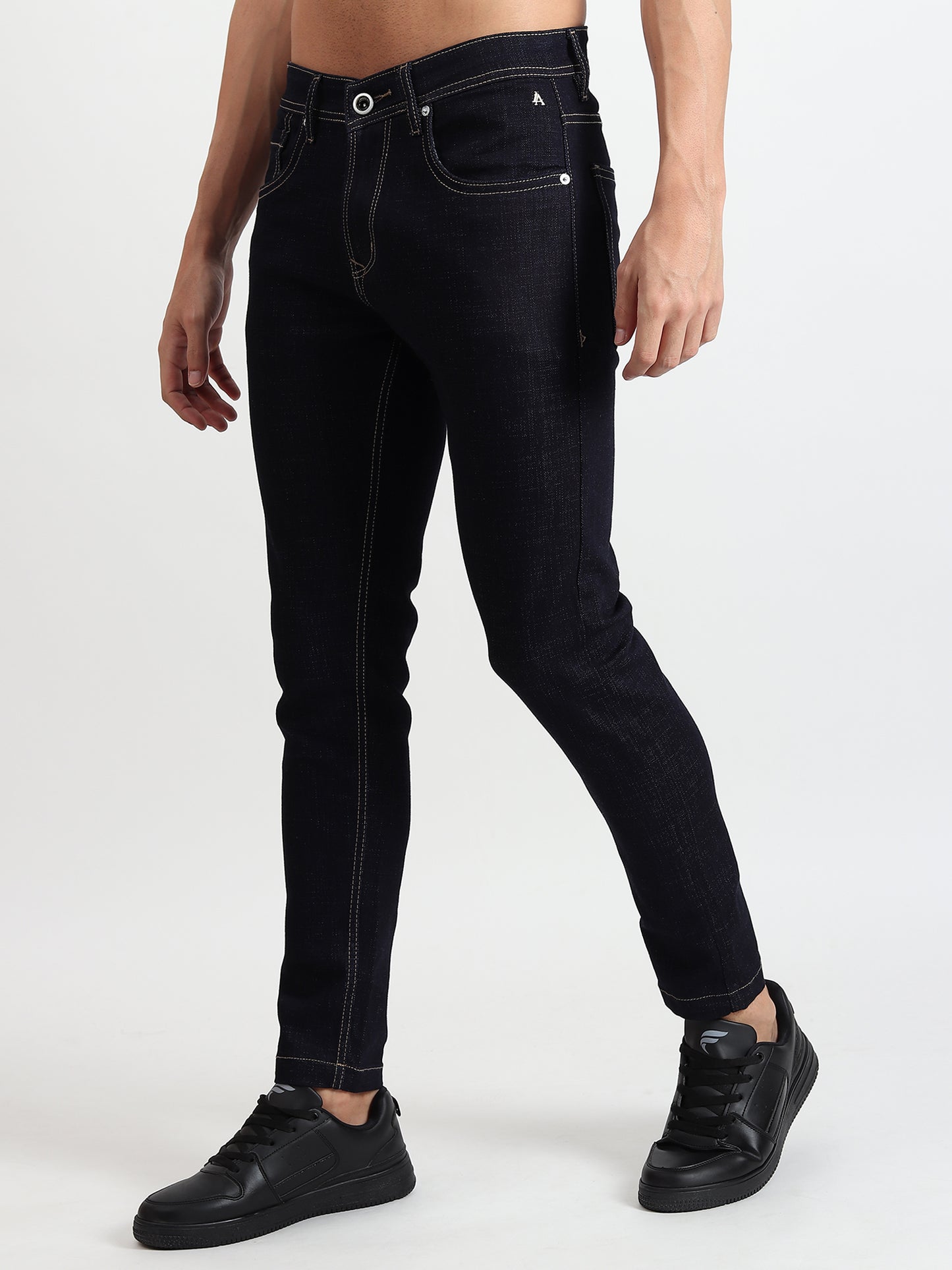 NAVY BLUE RAW WASH SKINNY FIT JEANS