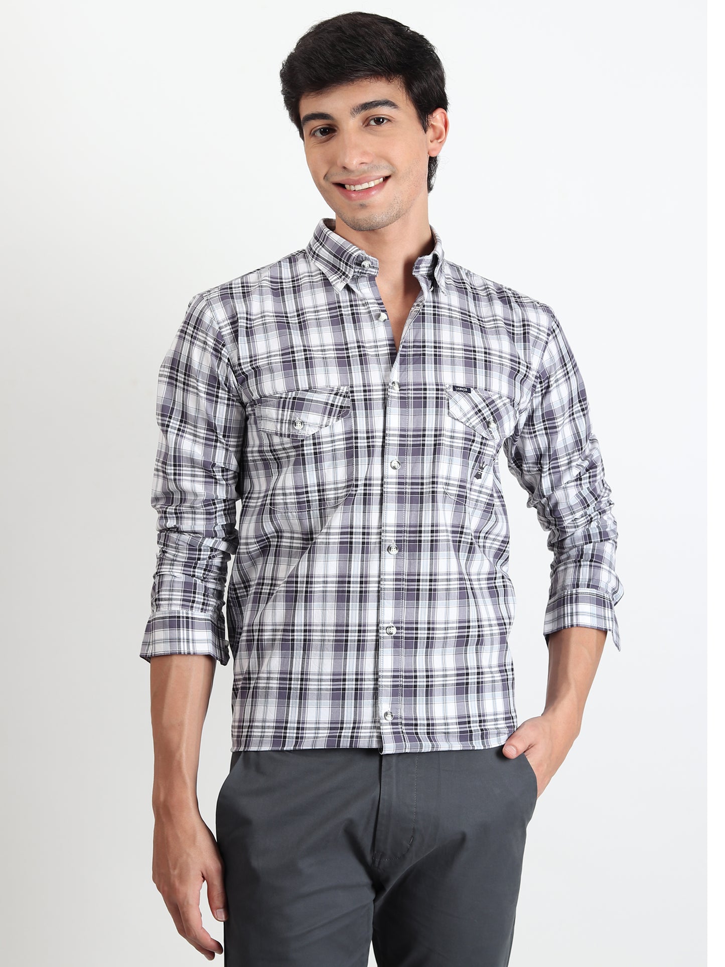 GREY CHECKS SLIM FIT SHIRT