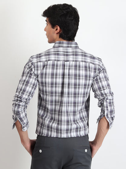 GREY CHECKS SLIM FIT SHIRT