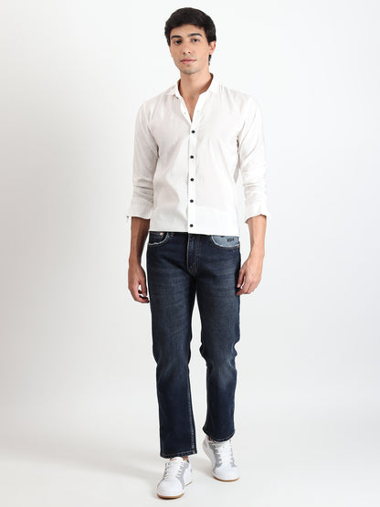 WHITE SOLID SLIM FIT SHIRT