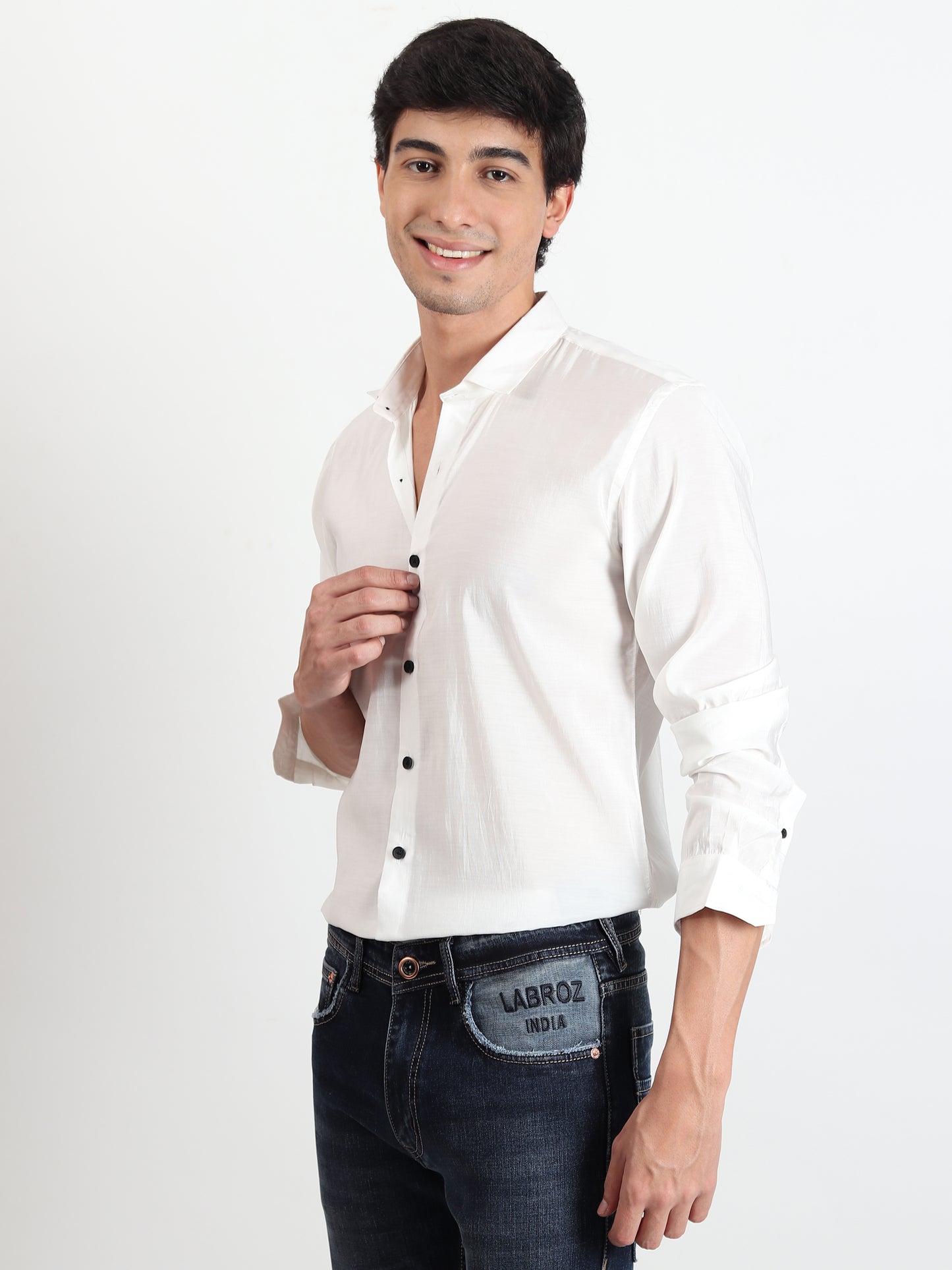 WHITE SOLID SLIM FIT SHIRT